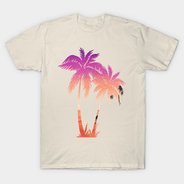 Palm trees silhouette and sunset double exposure T-Shirt by Starlight Tales